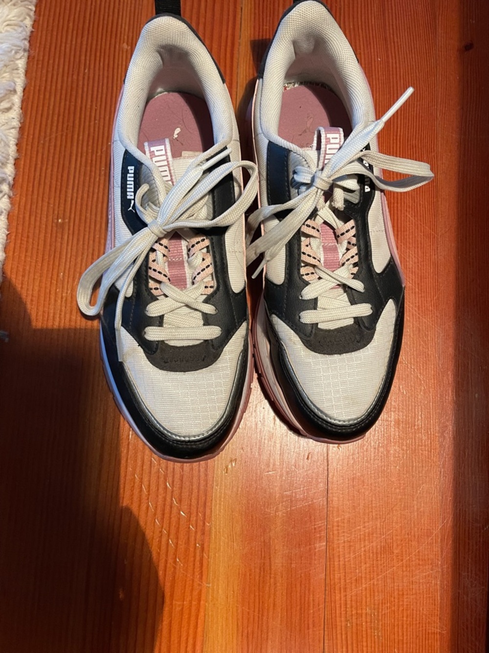 Puma White, Pink & Black Women's Low-Top Sneakers